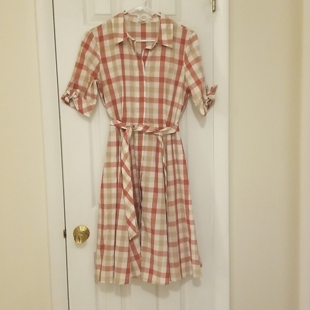 Calvin Klein plaid button down dress